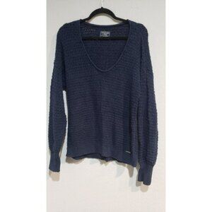 ABERCROMBIE AND FITCH Knit Lon Sleeve Navy Blue Sweater Size XL
